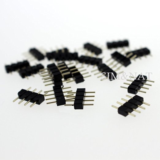 SIM&NAT 20pcs 4 pin Male Connector Connecter for 3528 5050 SMD RGB Led Strip Lighting
