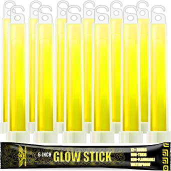 EVERLIT Survival Emergency Glow Sticks- 6 Inches Light Sticks for First Aid Kit, Survival Kit, Camping, Hiking, Outdoor, Disasters, Emergencies Up to 12 Hours Duration… (12 Pack, Yellow)