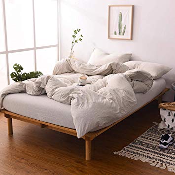Dreamfine Cotton Duvet Cover Jersey Knit, Super Soft Jersey Duvet Cover 100% Cotton with Zipper Closure, Machine Washable and Easy Care, Queen Size Light Coffee