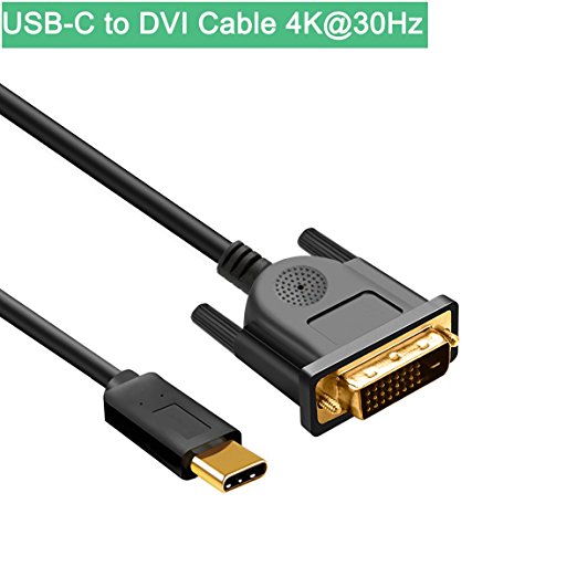 USB-C to DVI Cable 6ft/1.8m, Smolink USB Type C/Thunderbolt 3 to DVI-D Adapter Cable 1080P for 2017/ 2016 MacBook Pro, 2017iMac, Samsung Galaxy S8/S8 , ChromeBook Pixel