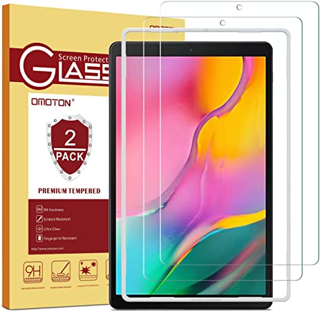 OMOTON [2 Pack] Screen Protector for Samsung Galaxy Tab A 10.1 2019 T510 and T515, Tempered-Glass/Scratch-Resistant/Bubble Free