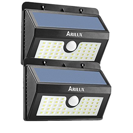 Motion Sensor Solar Light, ARILUX Solar PIR 45 LED Waterproof Wireless Security Outdoor Wall Light with Motion Activated ON/OFF for Yard, Garden, Patio, Deck (2 pack)