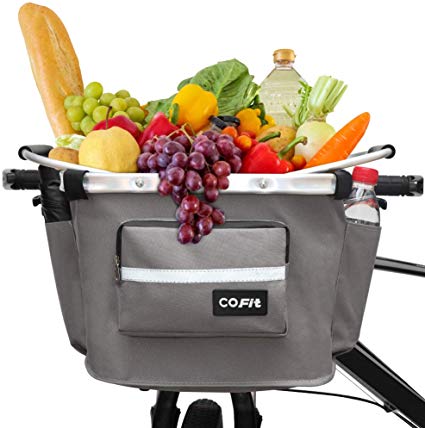 COFIT Collapsible Bike Basket, Multi-Purpose Detachable Bicycle Handlebar Basket for Pet Carrier, Grocery Shopping, Briefcase Commuter, Outdoor Camping