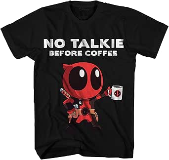 Marvel Deadpool No Talkie Before Coffee Mens T-shirt