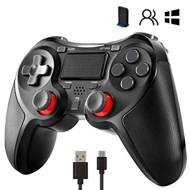 Wireless Controller for PlayStation 4, Welltop Dual Vibration Shock 4 PS4 Controller Rechargeable Joystick Gamepad for PS4, PS4 Slim, PS4 Pro with Touch Pad, Light Bar and Audio Jack (Black)