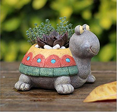 Youfui Cute Turtle Flowerpot Animal Resin Succulent Planter Desk Mini Ornament (Colorful Turtle)