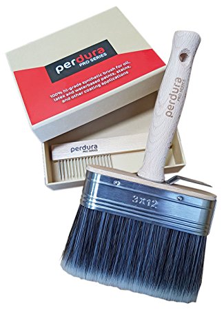 Perdura Pro Series Professional Paint Brush - Deck Stain Brush Applicator wide 5 inch - Seal Finish and Coat Fast - Quality Synthetic Filament - Water and Oil based Coatings for Wood and Concrete