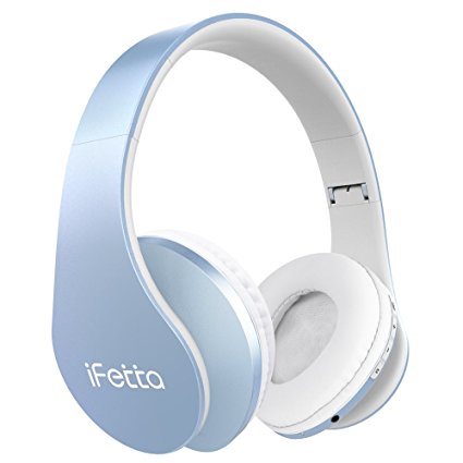 Bluetooth Wireless Over-ear Stereo Headphones, Fetta 4 in 1 Upgrade Bluetooth Foldable Headsets with Micro Support SD/TF Card for iPhone 7plus iPad, Samsung Galaxy (Sky blue)