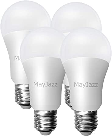 MayJazz A19 LED Light Bulbs Warm White 3000k 15W (100W Equivalent)1600Lm E26 Base Non-Dimmable, 4 Pack