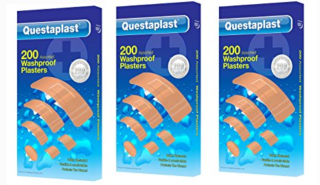 200 WASHPROOF PLASTERS ASSORTED WATER RESISTANT FLEXIBLE FIRST AID BAND AID