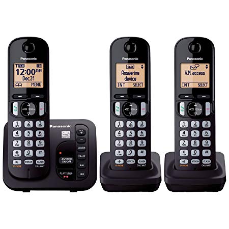 Panasonic KX-TGC253B DECT 6.0 3-Handset Landline Telephone with Answering Machine (Certified Refurbished)