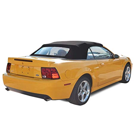 Ford Mustang Convertible Soft Top with Heated Glass Window Two-Piece Factory Style Black Sailcloth 1994-2004