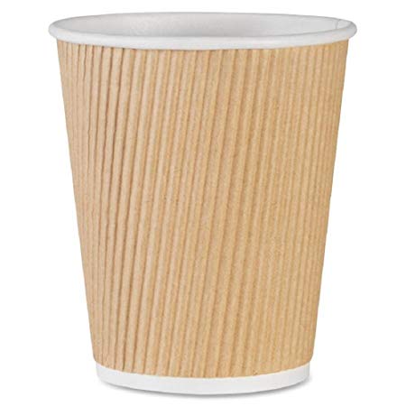 Mister Disposable Coffee, Tea Vertical Ripple Paper Cup, 20-Piece, 0.25 Liters, 8 cm, Brown, Best Grip