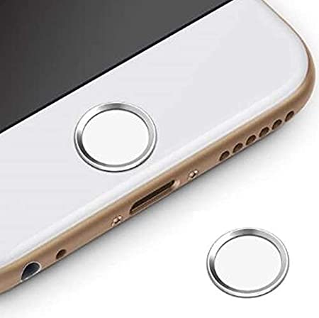 BLLQ Home Button Sticker Touch ID Button Compatible with Apple iPhone/Apple iPod Touch/Apple iPad,White-Silver WS