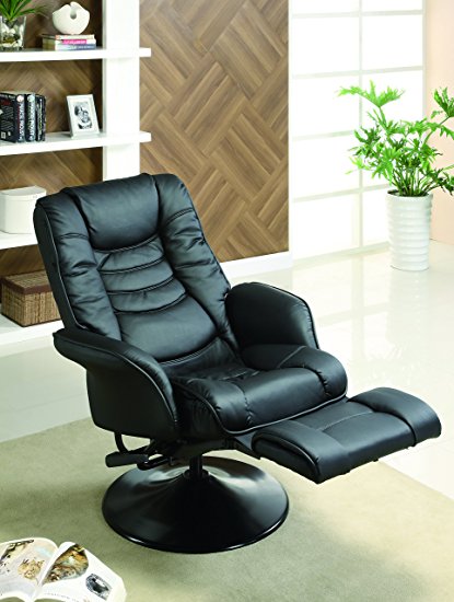 Coaster Home Furnishings 600229 Recliners Casual Leatherette Swivel Recliner, Black