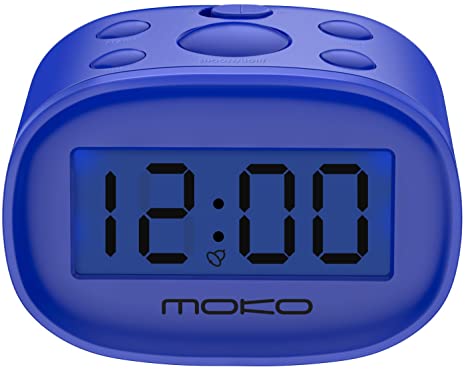 MoKo Kids Alarm Clock, High Accuracy Mini LCD Display Digital Clock Night Light Travel Bedside Alarm Clocks with Snooze Time Backlight Electronic Home Office Table Clock - Blue