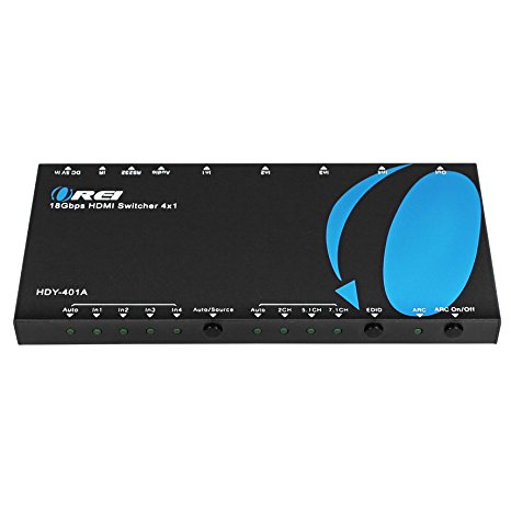 Orei 2.0 HDMI Switcher 4 x 1 Switch Audio Extractor Supports upto 4K 2K @ 60Hz 1080P IR Remote Control