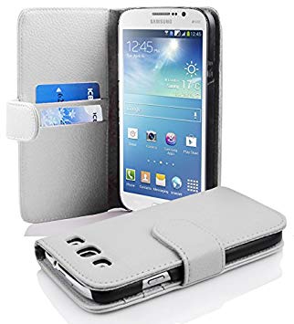 Cadorabo - Book Style Wallet Design for Samsung Galaxy MEGA 5.8 (I9150) with 2 Card Slots and Money Pouch - Etui Case Cover Protection in SNOW-WHITE