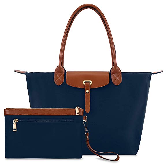 Gywon Women's Nylon Tote Top Handle Handbag Shoulder Bag Waterproof Travel Beach Bags with Wallet 2Pcs Purse Set
