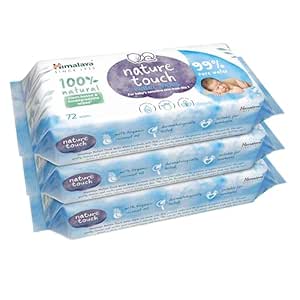 Himalaya Nature Touch Water Baby Wipes |72 Wipes - Pack of 3| 99% Pure Water | 100% Plant-Based Biodegradable Wipes | Organic Coconut Oil | for Sensitive Skin from Day 1 |Unscented