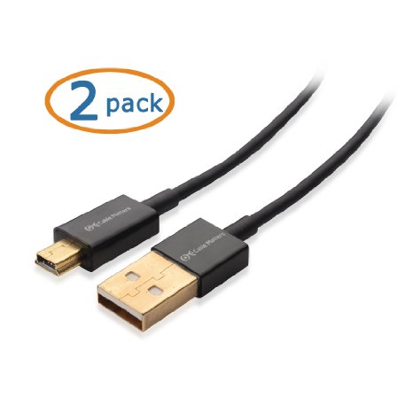 Cable Matters 2-Pack Gold Plated Hi-Speed USB 20 Type A to Mini-B Cable in Black 6 Feet