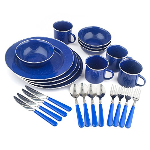 Stansport 24 Piece Enamel Camping Tableware Set