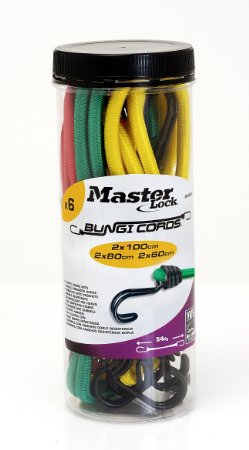 Master Lock Twin Wire Bungee Jar (2 x 60 cm, 2 x 80 cm and 2 x 100 cm) - 6 Piece