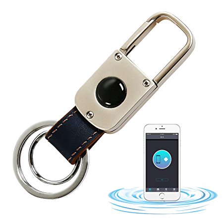 Onvian Key Finder Bluetooth Keychain Phone Anti-lost Chrome Ring Smart Wireless Photo Selfie Remote Control (Silver)