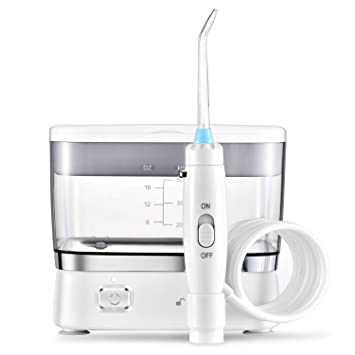Countertop Dental Water Flosser for Teeth & Oral Hygiene - Cordless, Portable, Rechargeable, Travel-Friendly – White Electric Dental Floss & Oral Irrigator with Case – For Adults & Kids – Waterproof