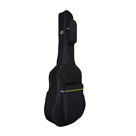 Vangoa - Black Oxford Fabric 41 Inch Dual Adjustable Shoulder Strap Acoustic Guitar Gig Bag Backpack with Pockets