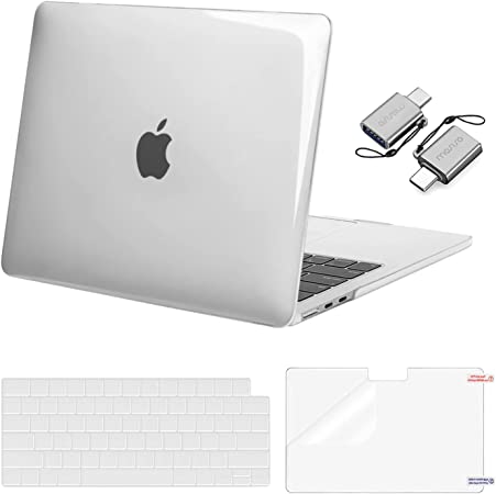 MOSISO Compatible with MacBook Air 13.6 inch Case 2022 Release A2681 M2 Chip with Liquid Retina Display Touch ID, Plastic Hard Shell&Keyboard Cover&Screen Protector&Type C Adapter 2 Pack,Crystal Clear