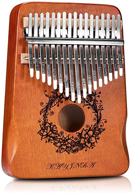 17-Key Kalimba Thumb Piano Wooden Mahogany Finger Musical Instrument, Mbira with Tuning Hammer Piano Bag Study Instruction Musical Christmas Gift for Kids Adult Beginners