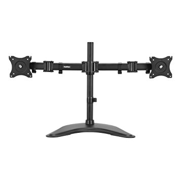 VonHaus Twin LCD LED Monitor Screen Desk Mount/Bracket with Stand | for Twin 13" to 27" Computer Displays or TVs | (Adjustable Monitor Arm: Tilt ±45° | Swivel 180° | Rotate 360°)