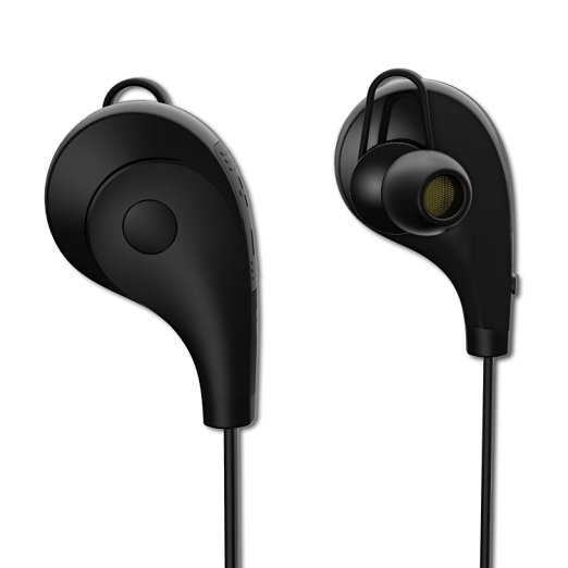 Bluetooth Headphones MAROMDO CVC 6.0 Noise Cancelling Sport Wireless Earbuds In-Ear Stereo Earphones with Mic (Bluetooth 4.1, 10 Hours Play-time, IPX4 Sweatproof ) - Black