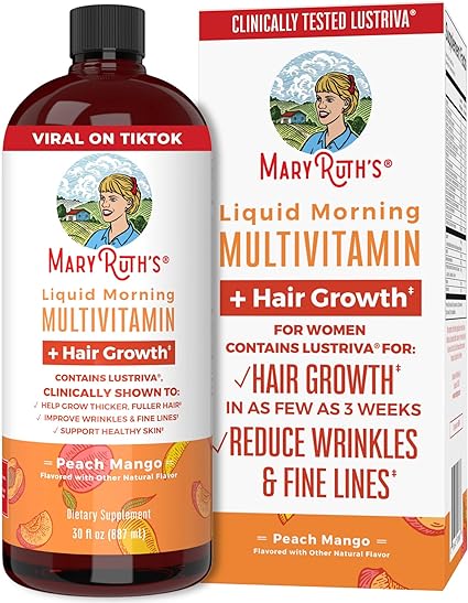 MaryRuth's Multivitamin for Women   Hair Growth Vitamins | Made with Lustriva & Chromium Picolinate 1000mcg | Clinically Tested for Thicker Hair, Wrinkles, Fine Lines, Skin Care | Ages 18  | 30 Fl Oz