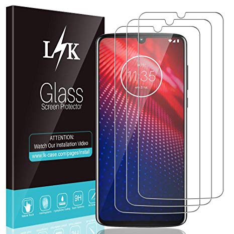 [3 Pack] L K Screen Protector for Motorola Moto Z4, Tempered Glass [Bubble Free] 9H Hardness with Lifetime Replacement Warranty