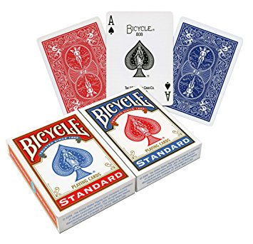 Bicycle Poker Size Standard Index Playing Cards (2-Pack) [Colors May Vary: Red, Blue or Black]