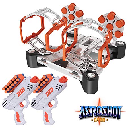 USA Toyz Compatible Nerf Targets for Shooting - AstroShot Gyro Rotating Target Practice Games with 2 Blaster Guns and 24 Foam Darts