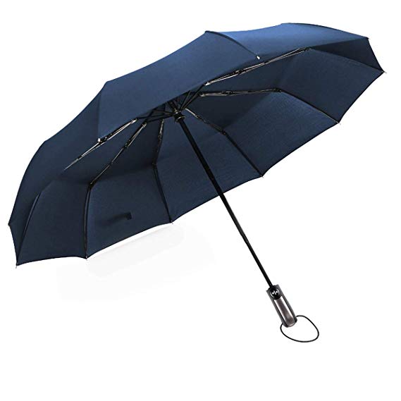 Umbrella - Compact Travel Umbrella Windproof Automatic 10 Ribs Unbreakable Large Canopy Foldable Business Rain Umbrella for Men Women