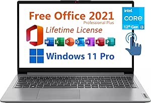 Lenovo 15.6" Business Laptop, Free Microsoft Office 2021 with Lifetime License, FHD Touchscreen Display, Intel 6-Core i3-1215U Upto 4.4 GHz, 16GB RAM, 1TB SSD, WiFi 6, 7 Hrs Battery, Windows 11 Pro