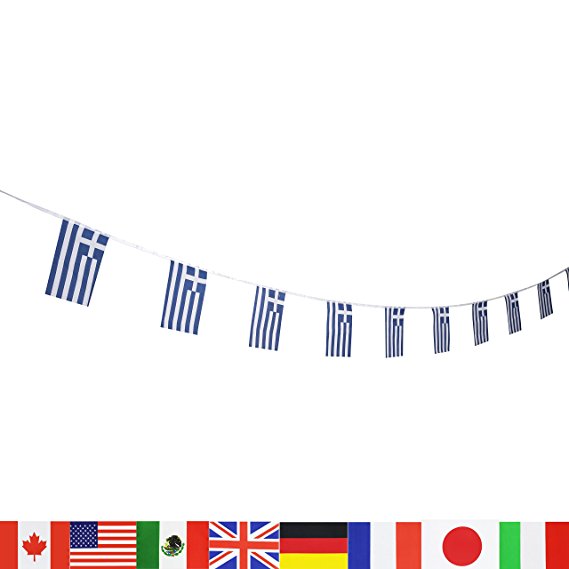 LoveVC Greece Flag, 100 Feet Greek Flag National Country World String Flags Banners,International Party Decorations Supplies For World Cup,Olympics,Sports Clubs