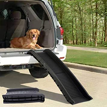 SAVFOX Portable Lightweight Folding Pet Ramp-Great for Cars, Trucks and SUV - Durable Pet Ramp Supports Up to 150 lb Length Ramp, Patented Compact Easy-Fold Design