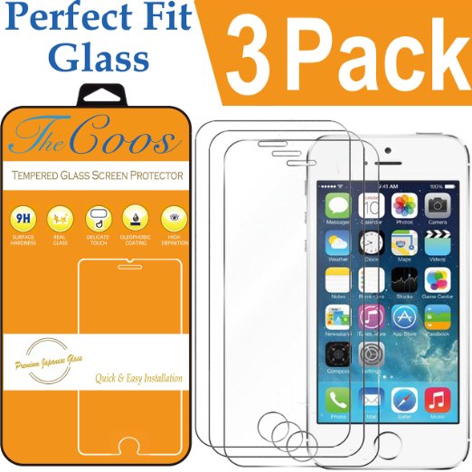 iPhone SE Screen Protector 3 PACK TheCoos 3D Touch Compatible Premium High Definition Shockproof Clear Tempered Glass Screen Protector 25D Curved Edge for iPhone SE  5S 3 PACK