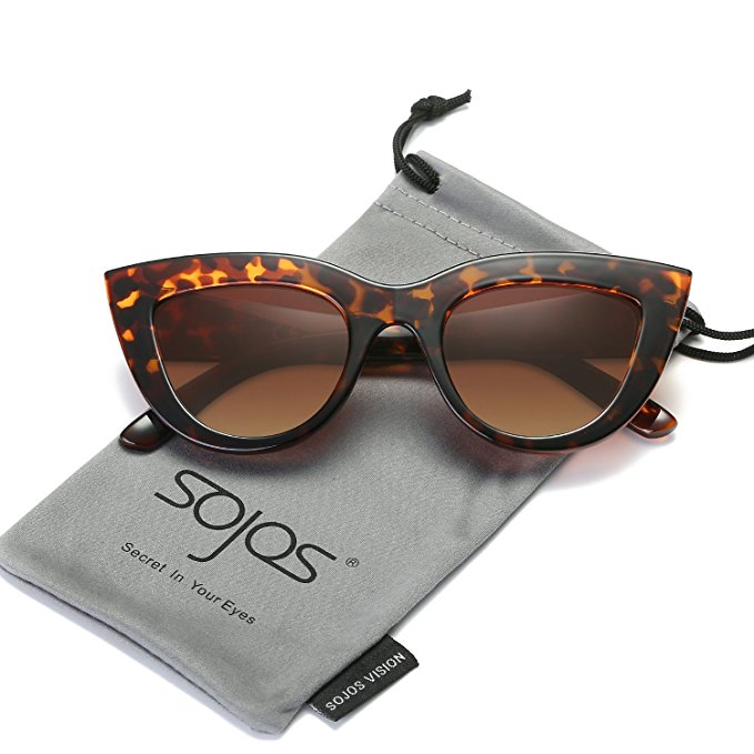 SojoS Retro Vintage Cateye Sunglasses for Women Plastic Frame Mirrored Lens SJ2939