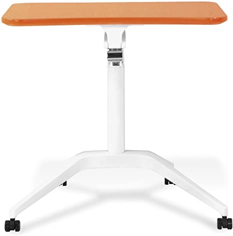 Unique Furniture Workpad Height Adjustable Laptop Cart Mobile Desk, with Orange Top
