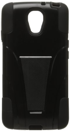 Eagle Cell Hybrid Protective Skin Case Cover with Stand for LG Volt LS740 - Retail Packaging - Black/Black