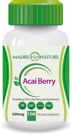 Organic Acai Berry Extract Supplement - 500mg X 100 Capules Vegan - Amazon Rainforest - Gluten-free - Non-GMO 1-Pack