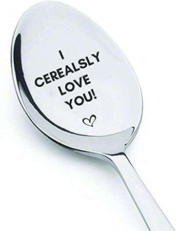 I Cerealsly Love You Engraved Stainless Steel Cereal Spoon Anniversary Wedding Boyfriend Girlfriend Valentine Unique Token Of Love On Special Occasions-Best Gifts From Boston Creative Company