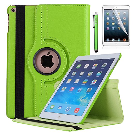 New iPad 2017 Case - AiSMei Rotating Stand Case Cover with Auto Sleep Wake for Apple 9.7 inch New iPad 2017 [A1822, A1823], Also Fits iPad Air 2013 [A1474,A1475,A1476] - Green