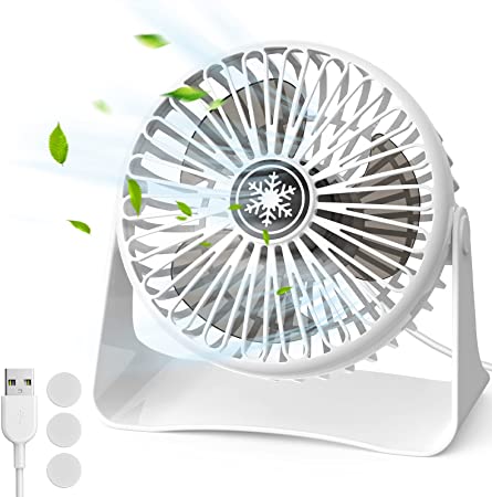 USB Fan, Strong Wind Desk Fan Silent Mini Fan 3 Speeds Small Fan 360°Rotation Table Fan with 3pcs Aromatherapy Pads for Desktop Bedroom Home Office Outdoor Travel
